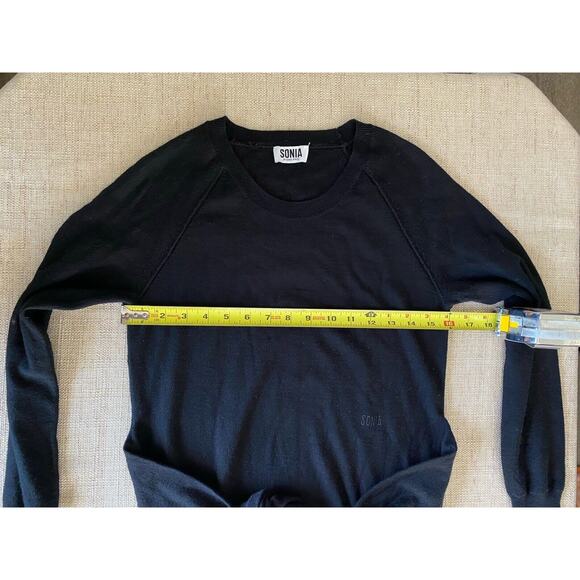 SONIA RYKIEL Womens 99% Wool Sweater Dress Black Long Sleeve Tie Waist S - Picture 10 of 16